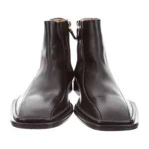 Versace | Shoes | Versace Black Leather Ankle Boots Size  display picture 2